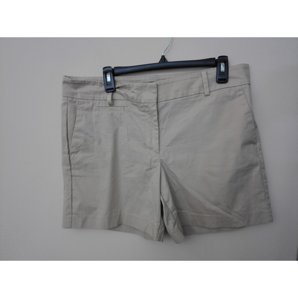 Ann Taylor Chino Shorts Womens 14 Khaki Tan Flat Front Casual Summer Walking 973